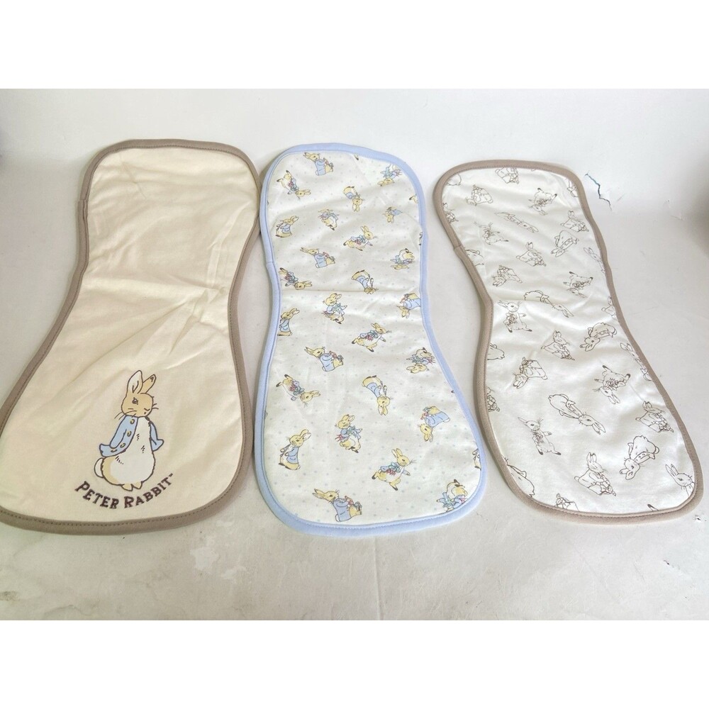 Peter Rabbit Bunny Burp Cloths Drool Bibs 3 Pack Infant Baby NEW